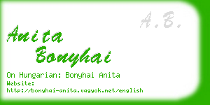 anita bonyhai business card